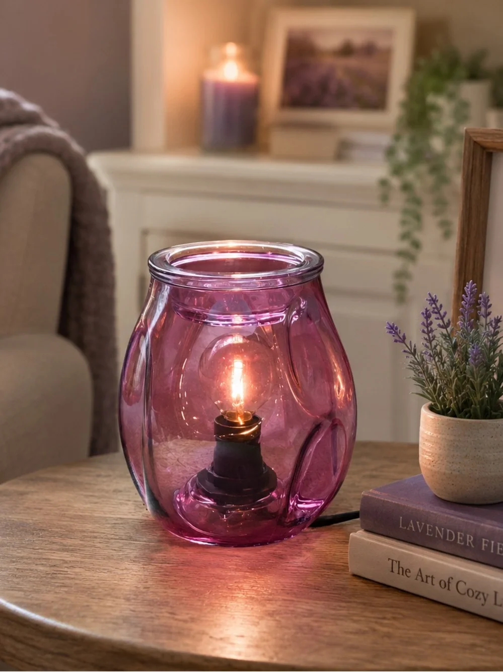 Purple Glass Table Lamp Wax Warmer - Scentsy Bubbled Ultraviolet